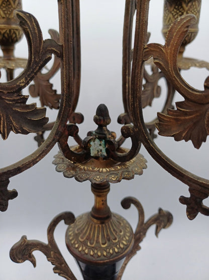 Paire de chandeliers dorés et noirs – 5 branches – Déco - Vintage