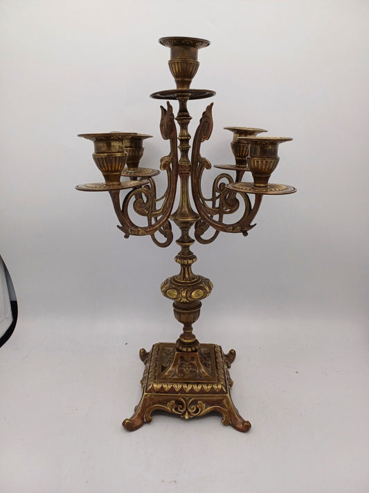 Chandelier à 5 branches en bronze doré - Déco - Vintage