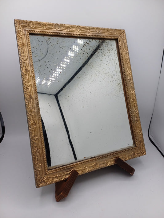 Miroir ancien Doré - 34,5cm x 28cm - Collection - XIXème - Vintage