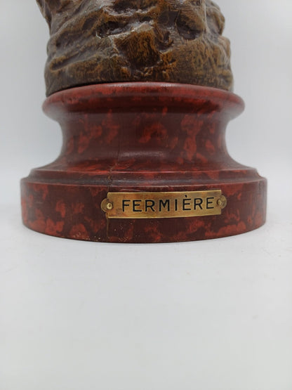 Statue en Régule sur Socle en Bois – "La Fermière" - Vintage AR CONCEPT
