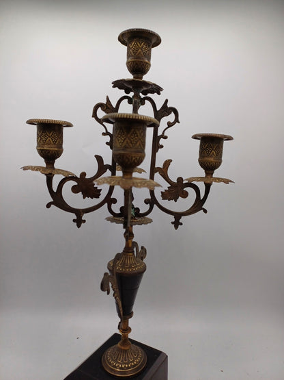 Paire de chandeliers dorés et noirs – 5 branches – Déco - Vintage