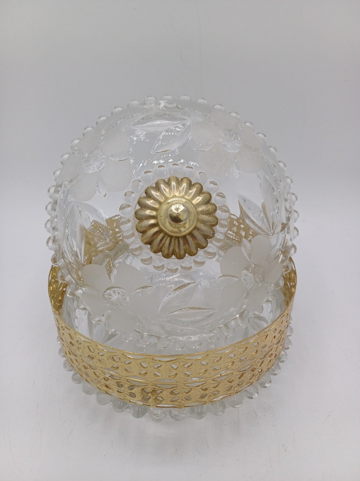 Bonbonnière / Vide-poche en Verre et Laiton à Décor Floral AR CONCEPT