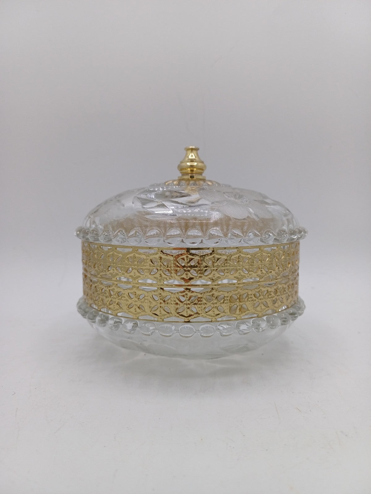 Bonbonnière / Vide-poche en Verre et Laiton à Décor Floral AR CONCEPT