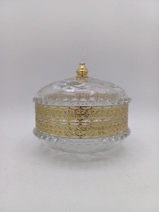 Bonbonnière / Vide-poche en Verre et Laiton à Décor Floral AR CONCEPT