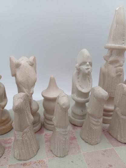 Échiquier en Pierre à Savon – Vintage – Rose et Blanc - Collection AR CONCEPT