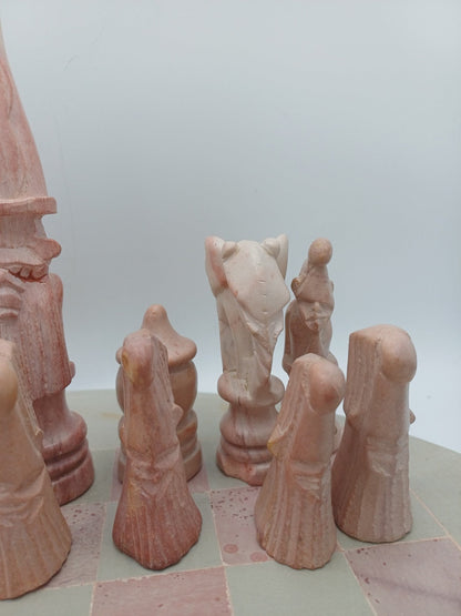 Échiquier en Pierre à Savon – Vintage – Rose et Blanc - Collection AR CONCEPT