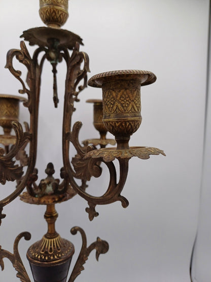 Paire de chandeliers dorés et noirs – 5 branches – Déco - Vintage