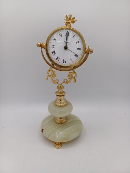 Horloge - Réveil Ritz dorée Sur Socle en Onyx – Mouvement Mécanique