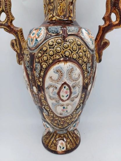 Lot de 2 Vases en céramique signée Herculaneum – Décor Floral AR CONCEPT