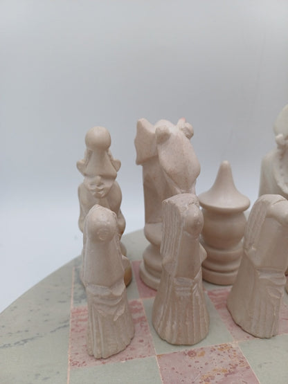 Échiquier en Pierre à Savon – Vintage – Rose et Blanc - Collection AR CONCEPT