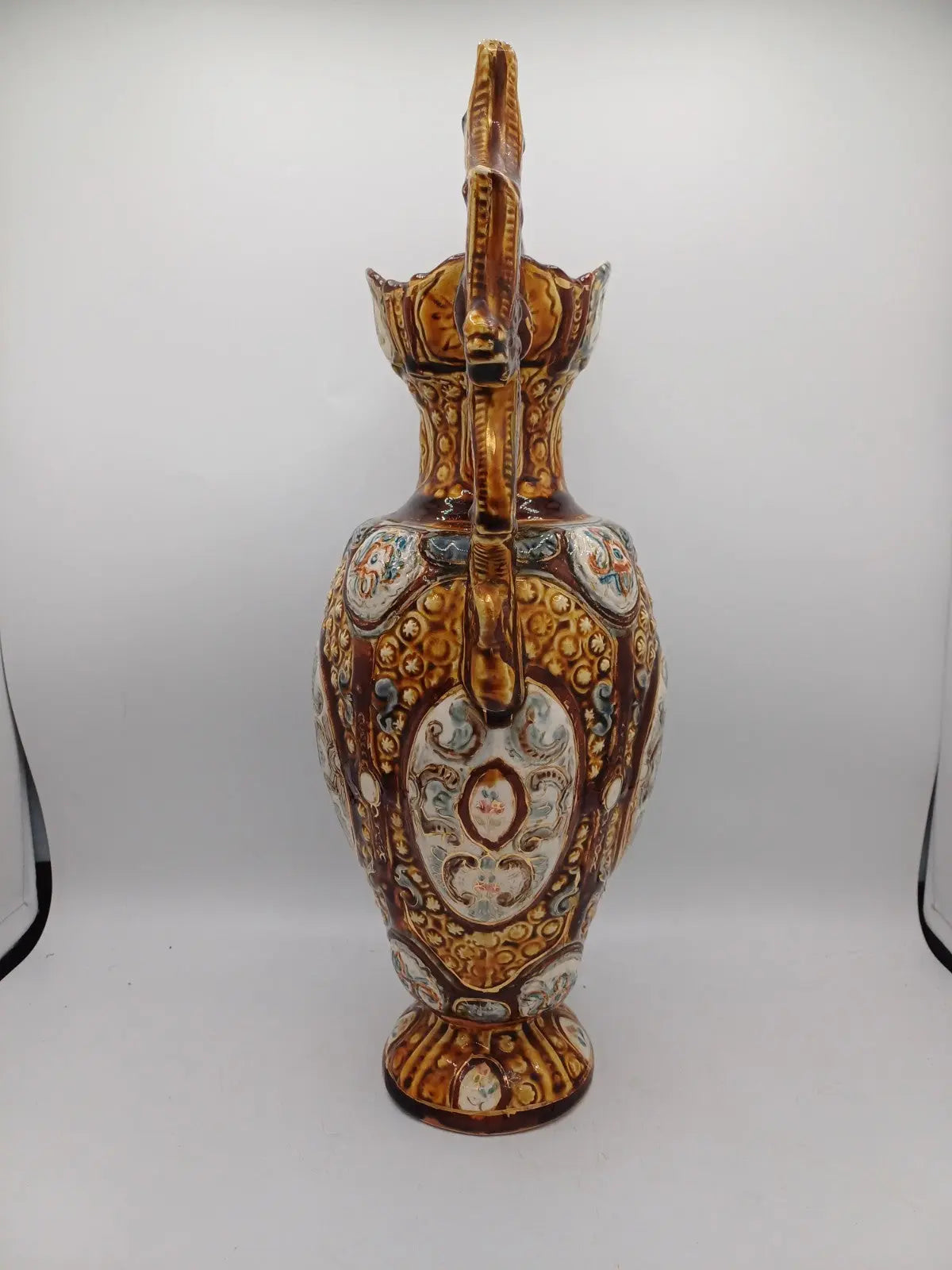 Lot de 2 Vases en céramique signée Herculaneum – Décor Floral AR CONCEPT