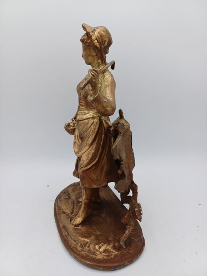 Statuette en régule doré – La femme aux champs - Vintage - Déco