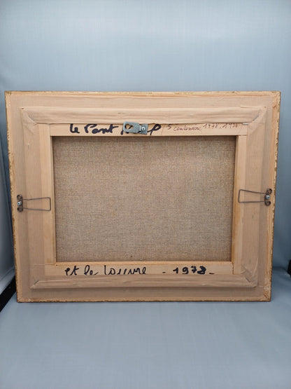 Tableau peinture à l’huile – Signé Dauget – “Le Pont Neuf et le Louvre” (1978)