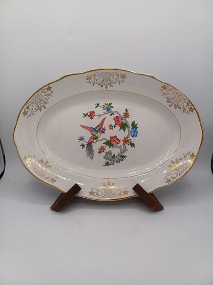 Grand plat ovale – Porcelaine de Lunéville – Décor floral - Collection AR CONCEPT