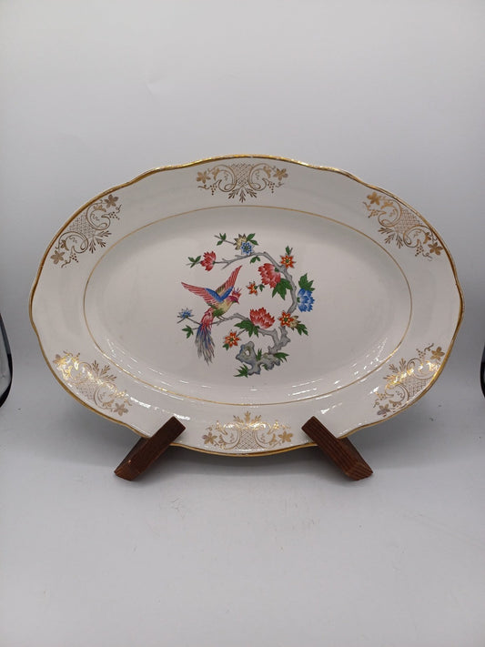 Grand plat ovale – Porcelaine de Lunéville – Décor floral - Collection AR CONCEPT