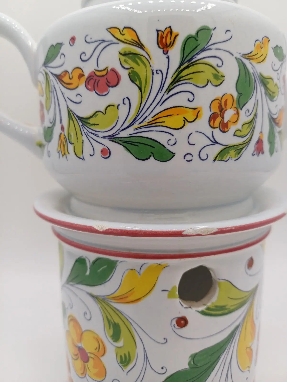 Brûleur d’Encens Ancien en Forme de Tisanière – Céramique Italienne Numérotée AR CONCEPT