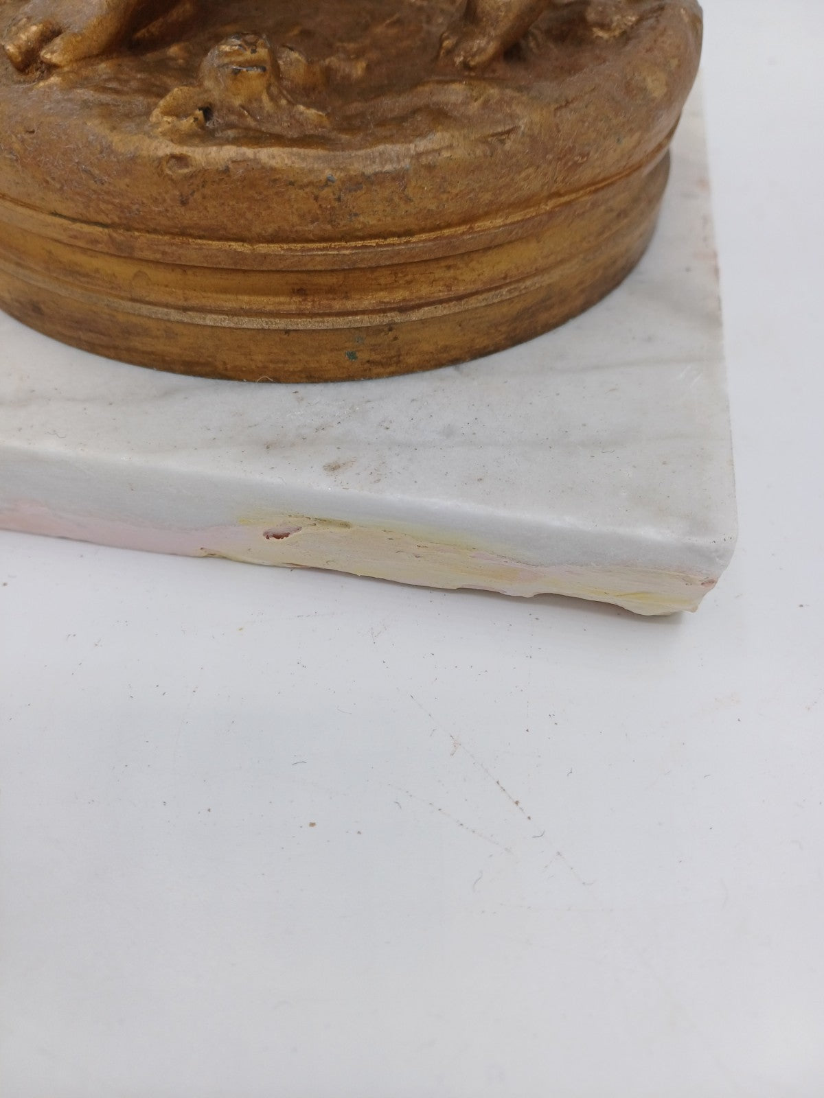 Statue en régule doré – “La Femme et l’Ange” - Vintage - Déco