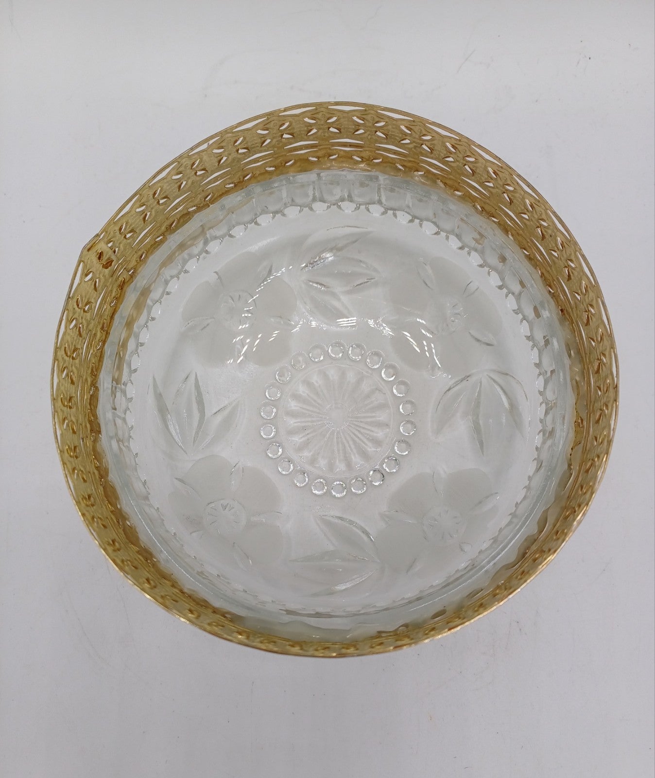 Bonbonnière / Vide-poche en Verre et Laiton à Décor Floral AR CONCEPT