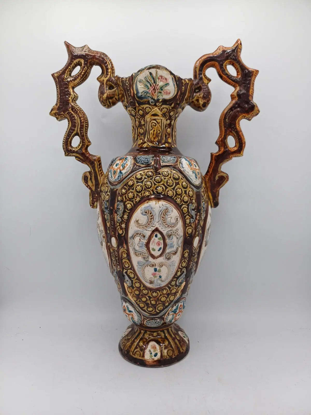 Lot de 2 Vases en céramique signée Herculaneum – Décor Floral AR CONCEPT