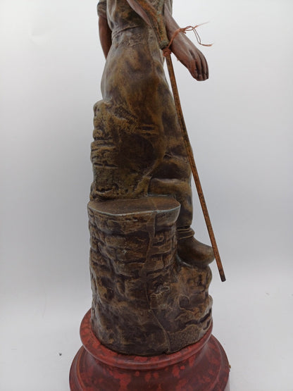 Statue en régule sur socle en bois – "Le Fermier" - Vintage AR CONCEPT