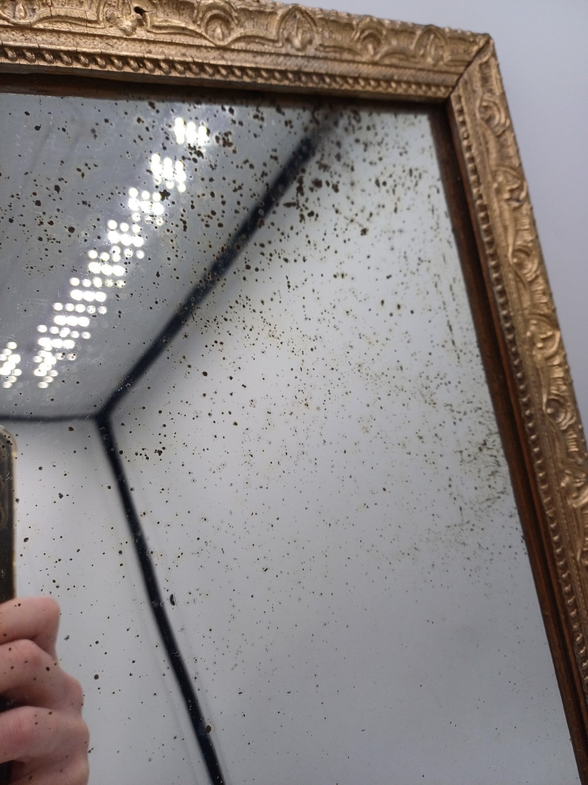 Miroir ancien Doré - 34,5cm x 28cm - Collection - XIXème - Vintage