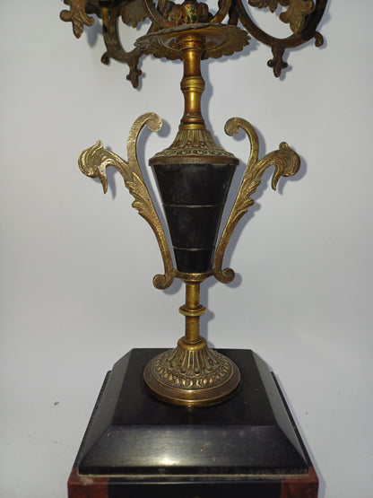 Paire de chandeliers dorés et noirs – 5 branches – Déco - Vintage