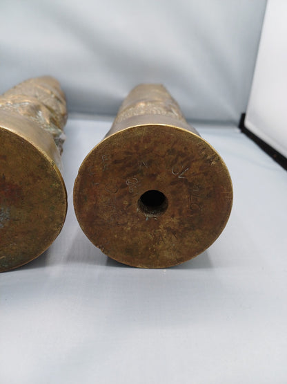 Paire d’obus en laiton - Première Guerre mondiale - Souvenir d’Alsace 1918