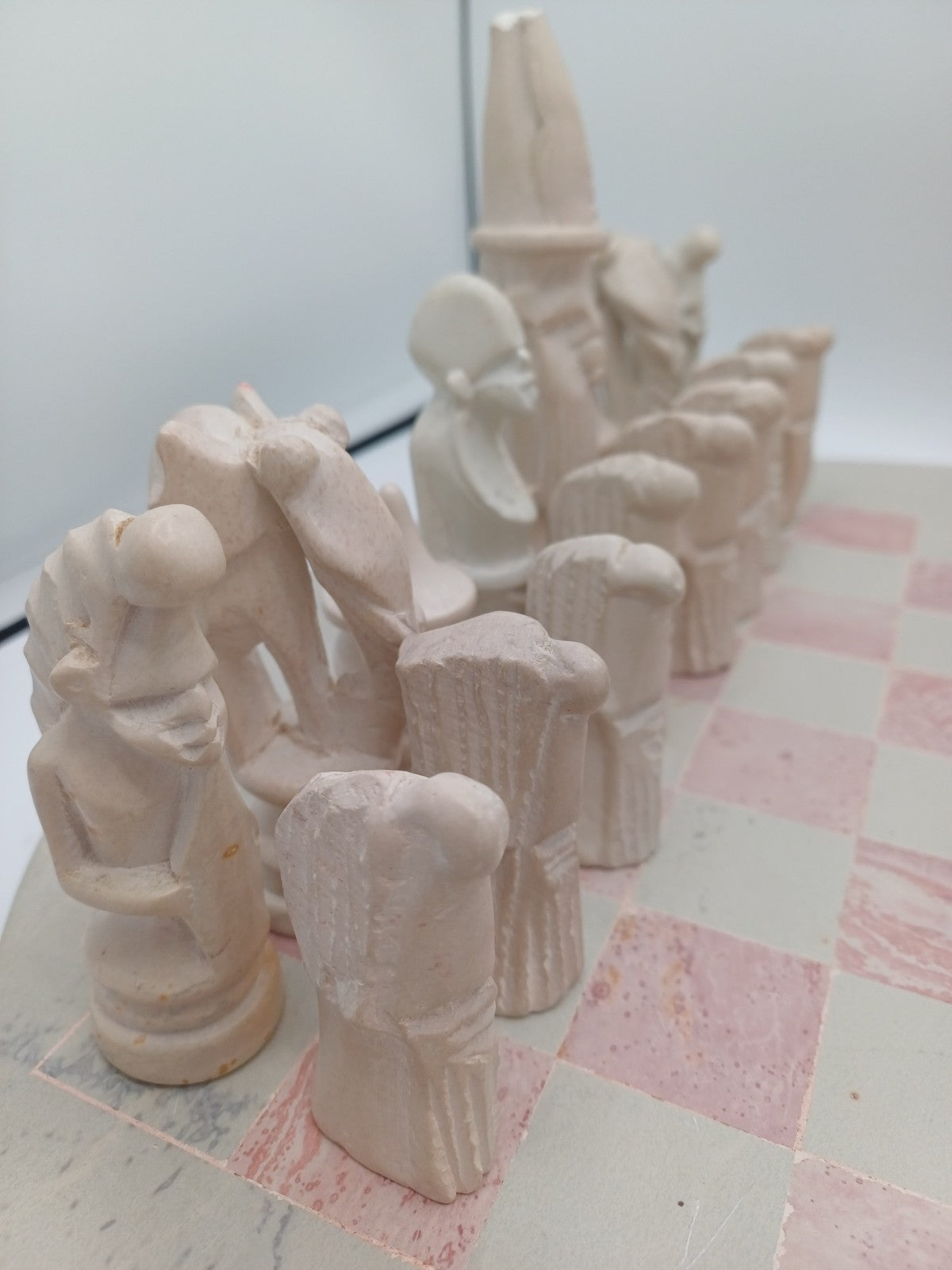 Échiquier en Pierre à Savon – Vintage – Rose et Blanc - Collection AR CONCEPT