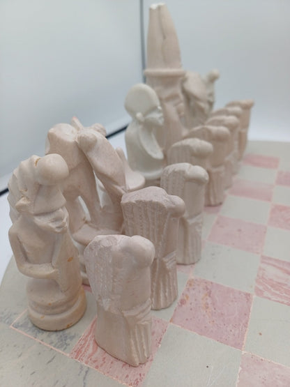 Échiquier en Pierre à Savon – Vintage – Rose et Blanc - Collection AR CONCEPT