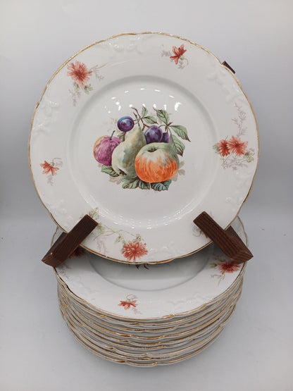 Lot de 11 Assiettes à Dessert – Luneville, France – Décor Floral et Fruité AR CONCEPT