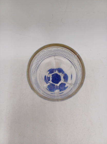 Lot de 4 verres à liqueur – Verre ciselé bleu et dorure – Italie AR CONCEPT
