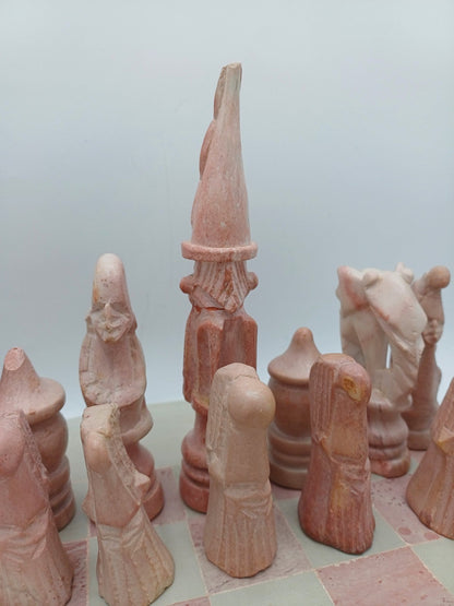 Échiquier en Pierre à Savon – Vintage – Rose et Blanc - Collection AR CONCEPT