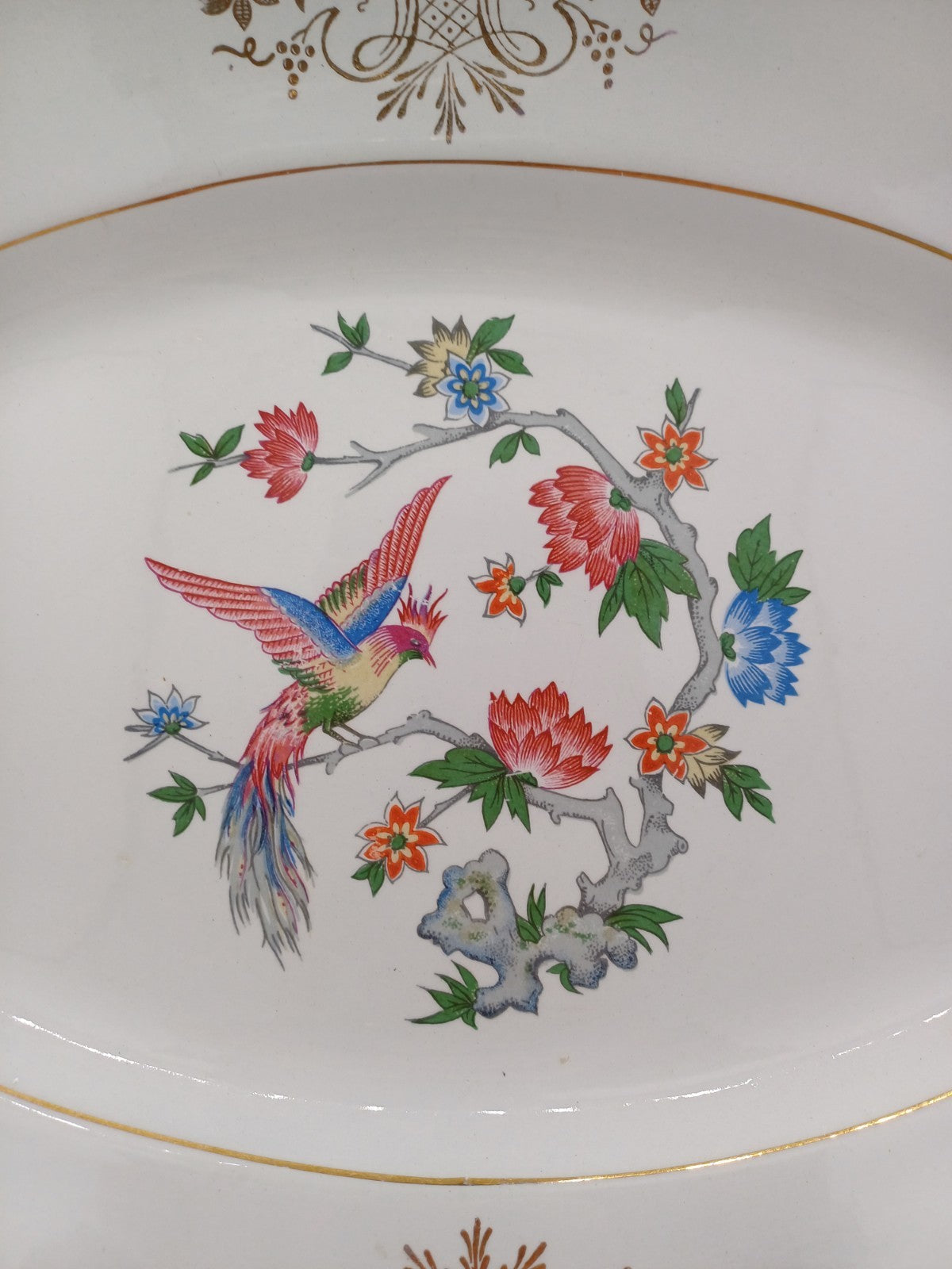 Grand plat ovale – Porcelaine de Lunéville – Décor floral - Collection AR CONCEPT
