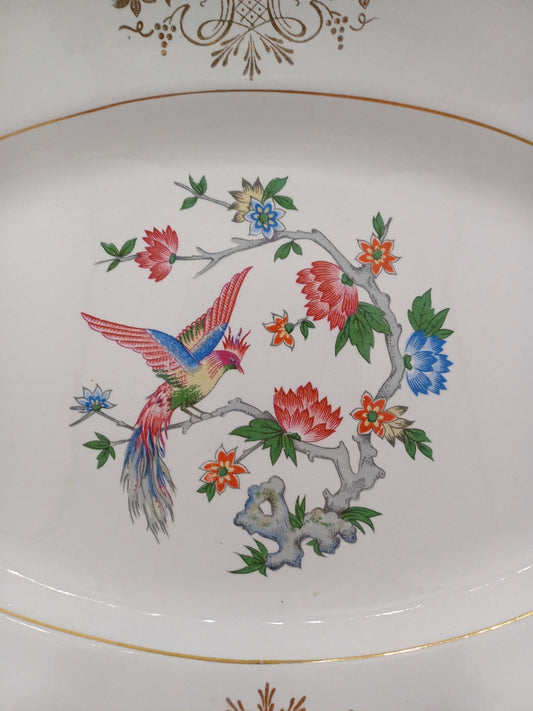 Grand plat ovale – Porcelaine de Lunéville – Décor floral - Collection AR CONCEPT