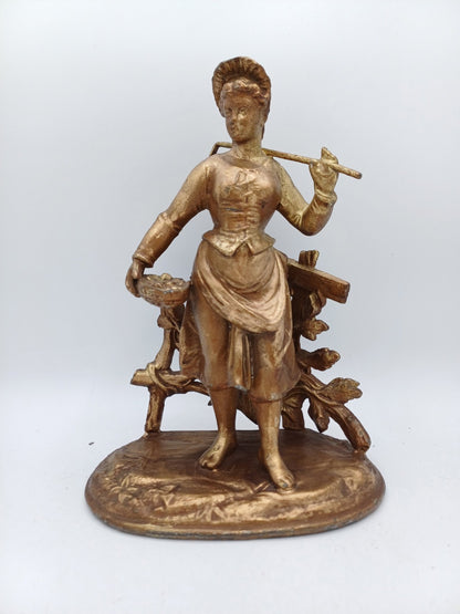 Statuette en régule doré – La femme aux champs - Vintage - Déco