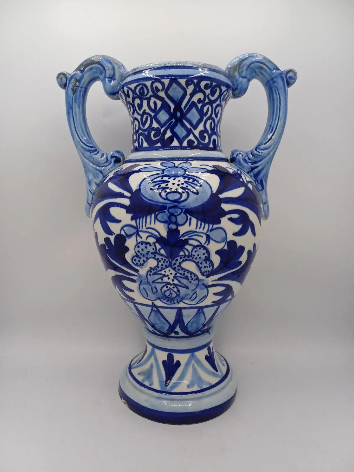 Grand Vase / Potiche à Décor Floral Bleu – Fabriqué en Espagne AR CONCEPT