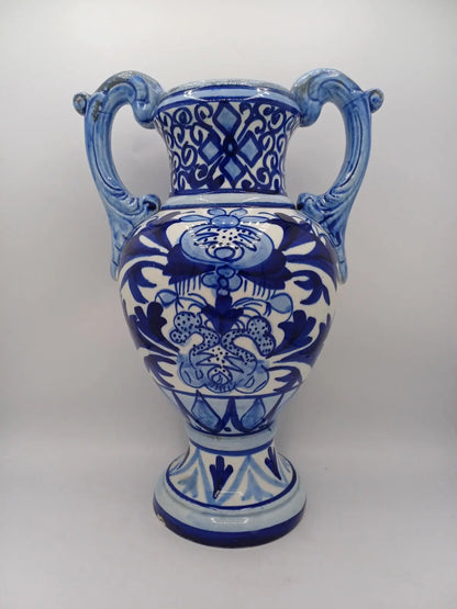 Grand Vase / Potiche à Décor Floral Bleu – Fabriqué en Espagne AR CONCEPT