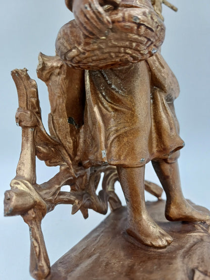 Statuette en régule doré – La femme aux champs - Vintage - Déco