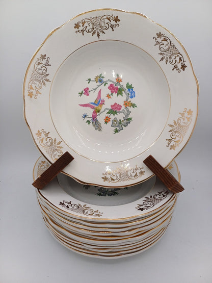 Lot de 12 assiettes creuses – Porcelaine de Lunéville – Décor floral AR CONCEPT