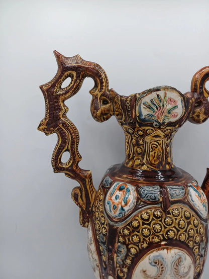 Lot de 2 Vases en céramique signée Herculaneum – Décor Floral AR CONCEPT