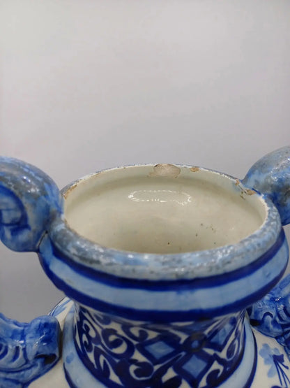 Grand Vase / Potiche à Décor Floral Bleu – Fabriqué en Espagne AR CONCEPT