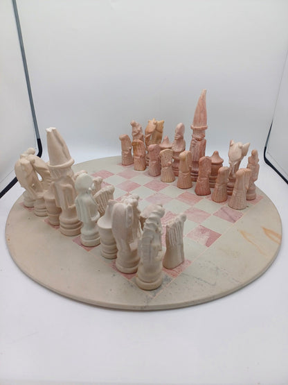 Échiquier en Pierre à Savon – Vintage – Rose et Blanc - Collection AR CONCEPT
