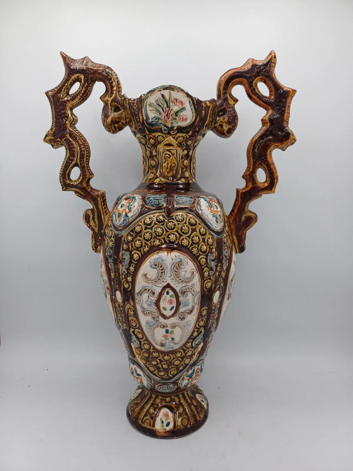 Lot de 2 Vases en céramique signée Herculaneum – Décor Floral AR CONCEPT