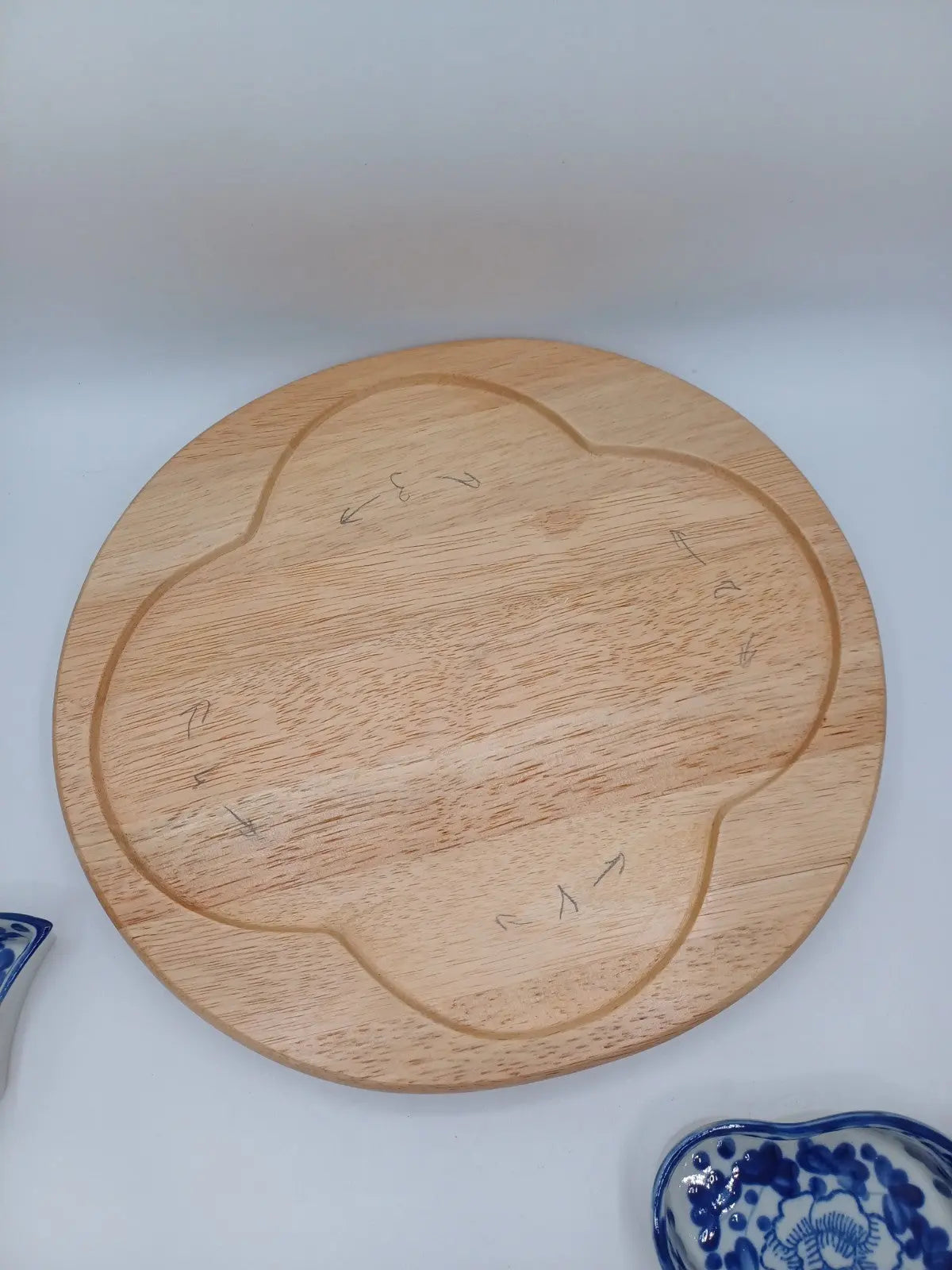 Plateau Tournant à Apéritifs – 5 Compartiments – Décor Floral Bleu Style Delft AR CONCEPT