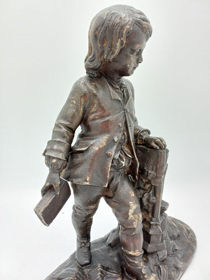 Statue en régule – “L’Écolier” - Vintage - Déco Intérieur