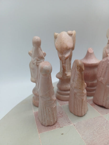 Échiquier en Pierre à Savon – Vintage – Rose et Blanc - Collection AR CONCEPT